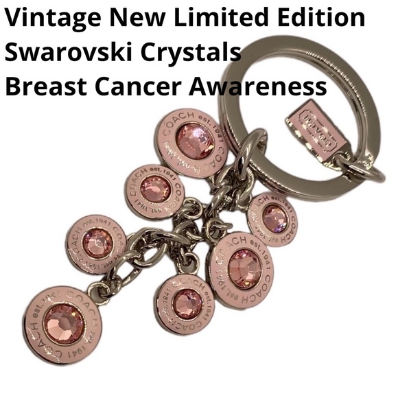 Vintage Coach Keychain Pink Crystals & Discs Coach Signature for Breast Cancer… - Picture 1 of 3
